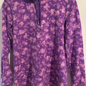 Isaac Mizrahi Purple Floral Turtleneck Sweater